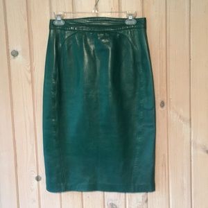 Vintage Jean Claude Jitrois Green Leather Skirt 48